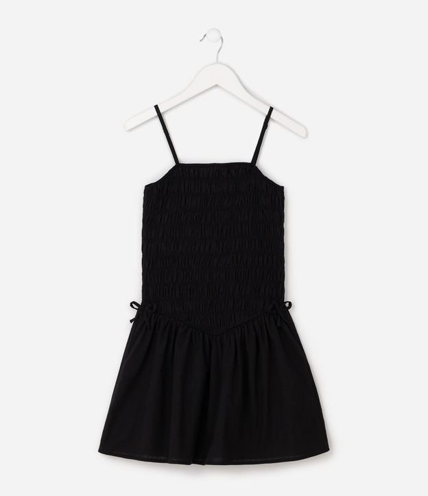 Vestido Infantil en Algodón con Recorte en V y Lastex - Talle 5 a 16 años 2