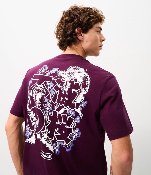 Remera Comfort en Algodón y Estampa de Tigre y Dragón