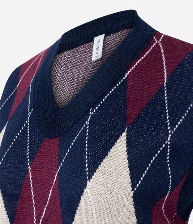 Chaleco en Punto con Estampado de Cuadros Argyle 6