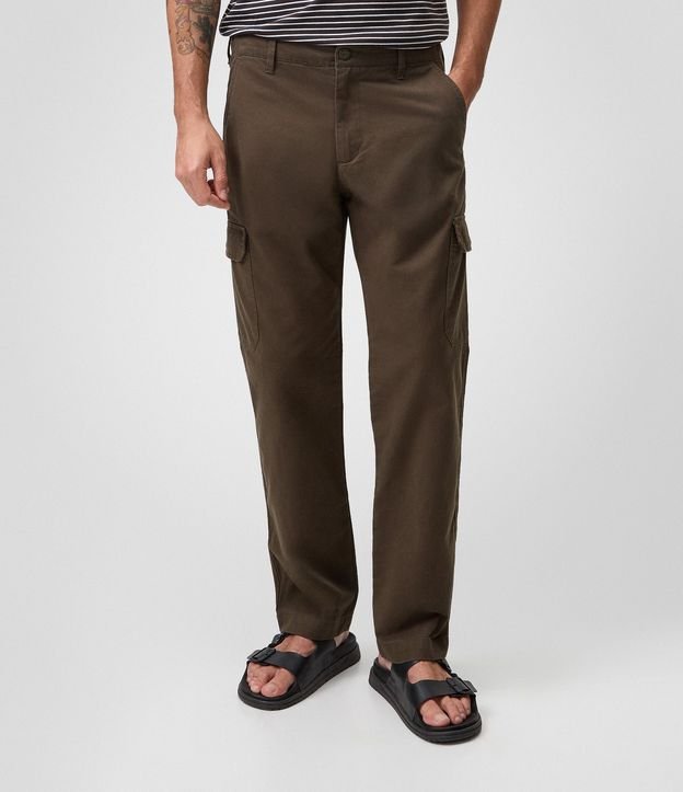 Pantalón Recto Sarga Cargo con Solapa 2