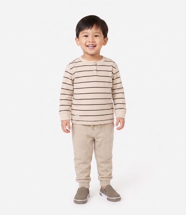 Remera en Viscosa Rayada con Botones - Talle 1 a 6 años