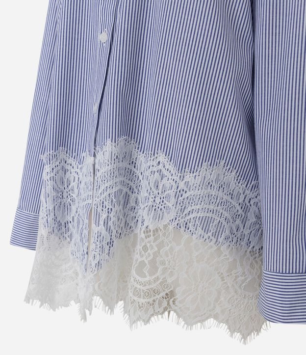 Camisa Oversize de Tricoline con Rayas y Detalle de Renda 6