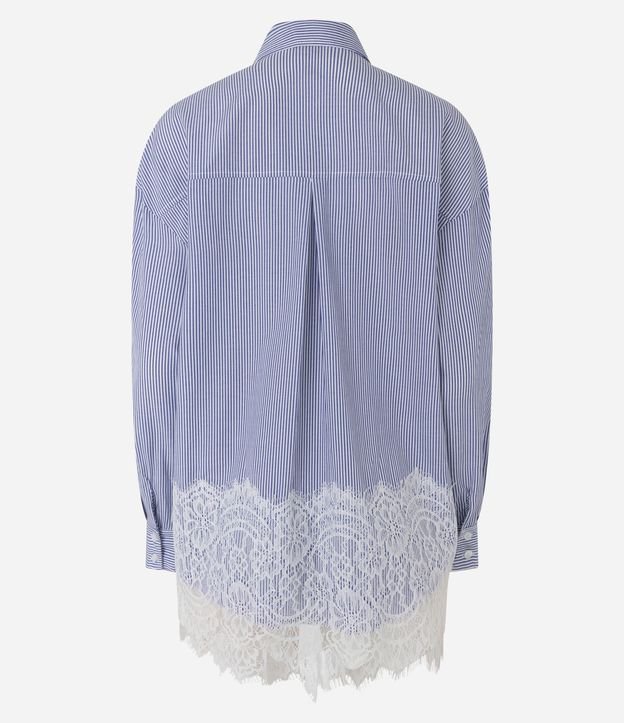 Camisa Oversize de Tricoline con Rayas y Detalle de Renda 7