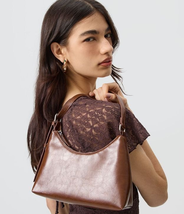 Cartera Baguette Pequeña en PU con Asa Ajustable