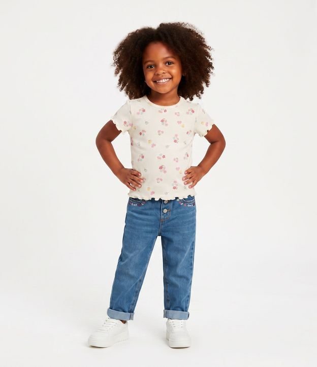 Remera Slim en Rib con Floral Liberty - Talle 1 a 6 años