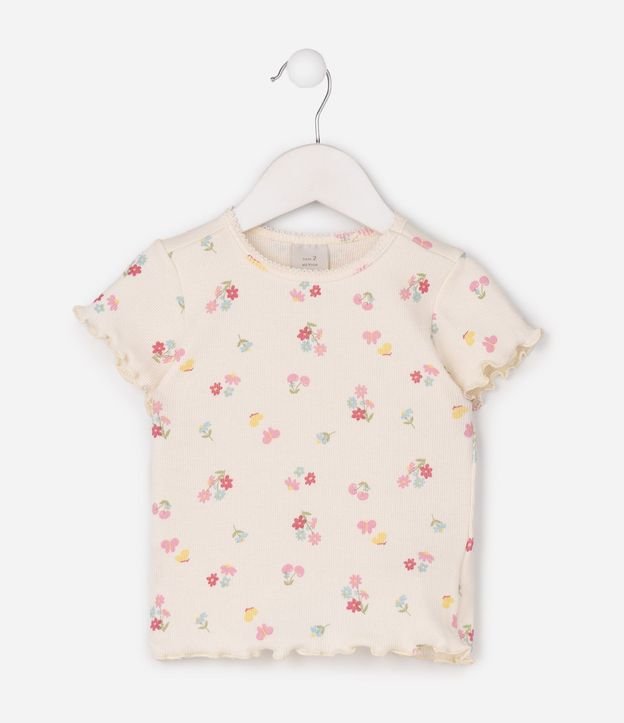 Remera Slim en Rib con Floral Liberty - Talle 1 a 6 años 2