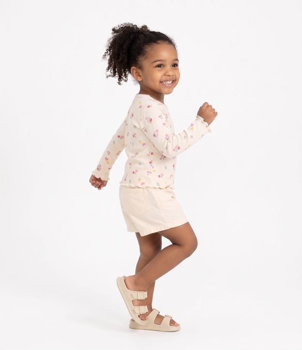 Remera Slim Infantil en Rib con Estampado Floral - Talle 1 a 6 años 2
