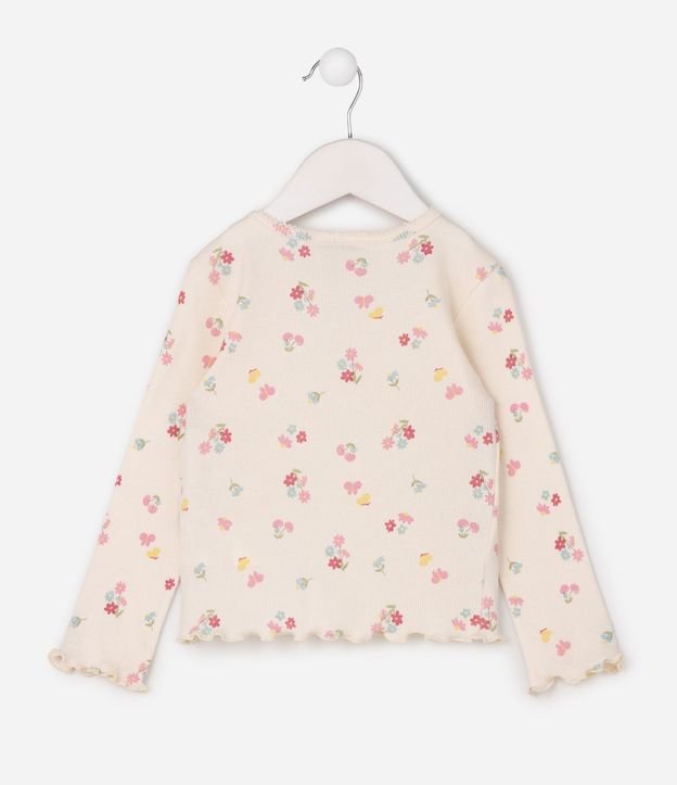 Remera Slim Infantil en Rib con Estampado Floral - Talle 1 a 6 años 2