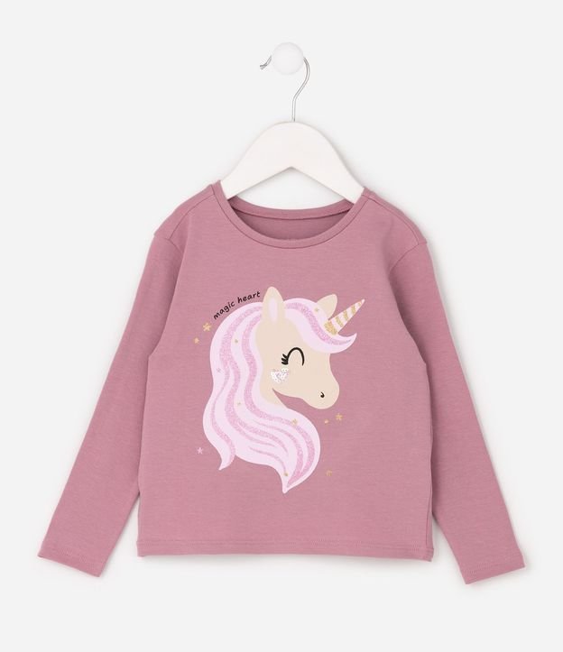 Blusa Infantil en Cotton con Estampa de Unicórnio y Flores - Talle 1 a 6 años 2
