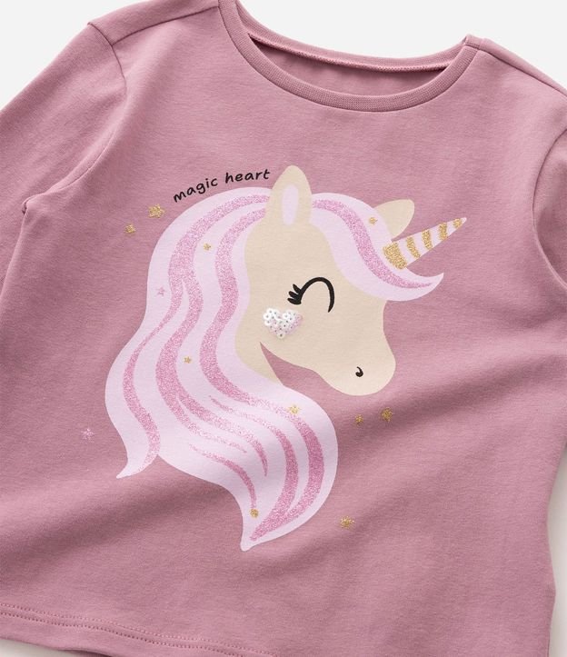 Blusa Infantil en Cotton con Estampa de Unicórnio y Flores - Talle 1 a 6 años 5