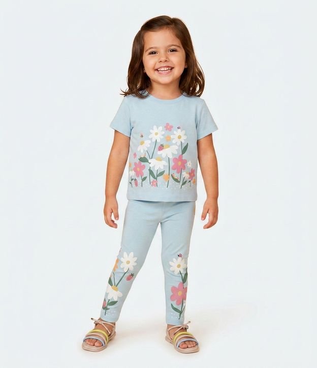 Pantalón Legging Infantil con Estampado Floral - Talle 1 A 6 años 1
