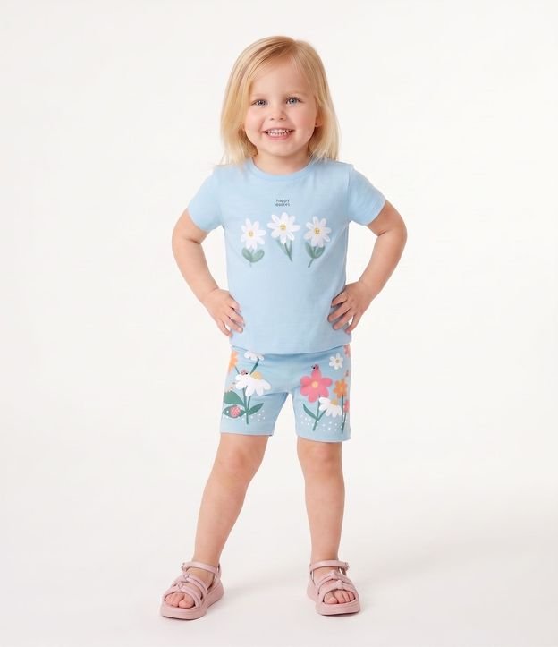 Bermuda Ciclista en Algodón con Estampado Floral Infantil - Talle 1 a 6 años