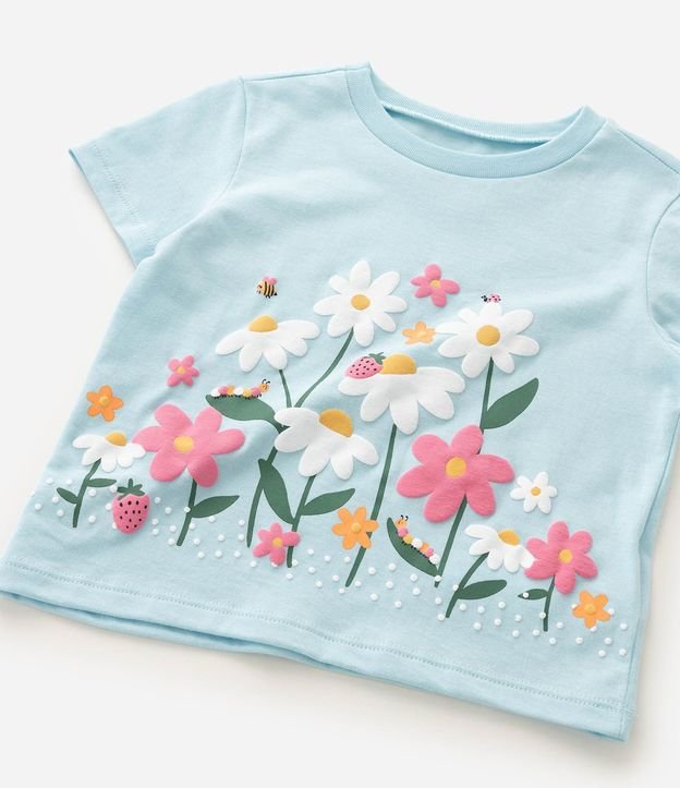 Remera Slim en Algodón con Estampa de Floral Infantil - Talle 1 a 6 años 5