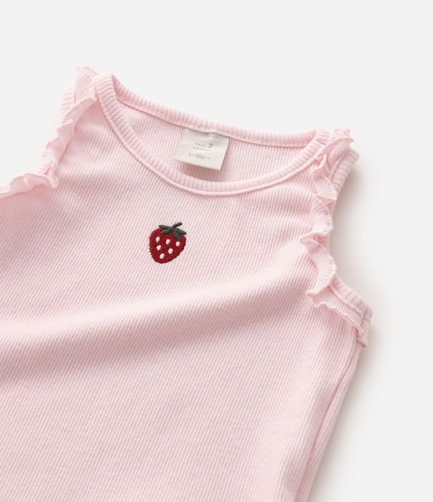 Musculosa Infantil en Rib con Bordado de Frutilla y Volados - Talle 1 a 6 años 5