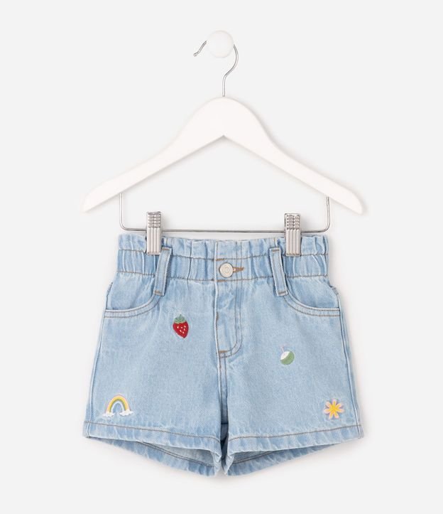 Shorts Jeans Infantil con Bordados Tropical -Talle 1 a 6 años 2