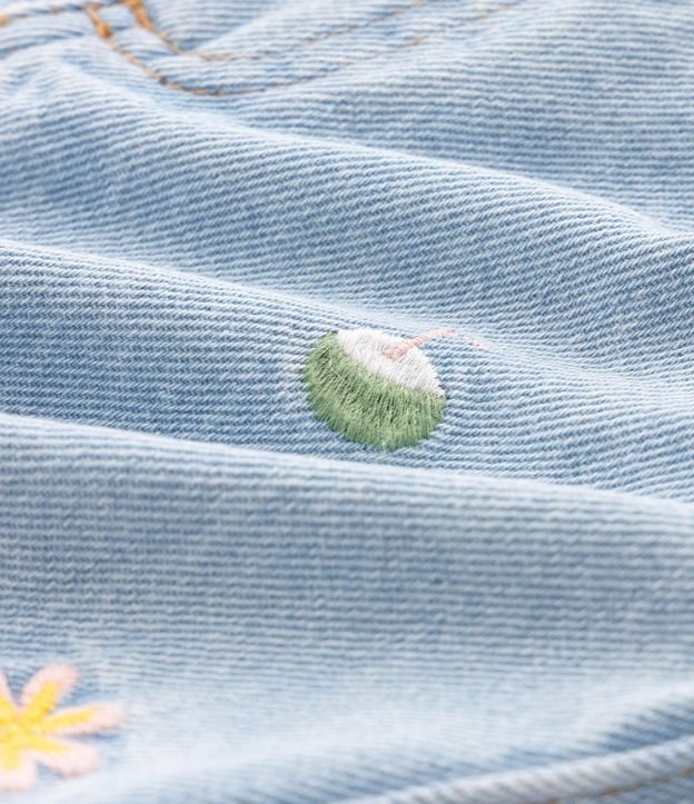 Shorts Jeans Infantil con Bordados Tropical -Talle 1 a 6 años 4
