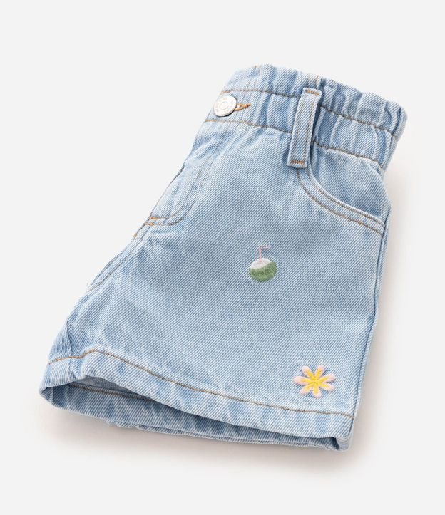 Shorts Jeans Infantil con Bordados Tropical -Talle 1 a 6 años 5