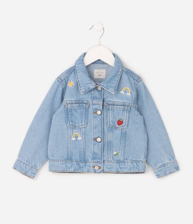 Campera Jeans Infantil Mini Bordado Tropical - Talle 1 a 6 años 2