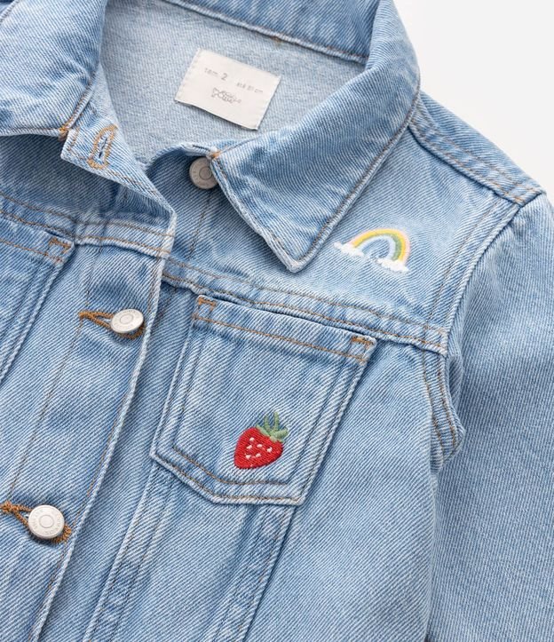 Campera Jeans Infantil Mini Bordado Tropical - Talle 1 a 6 años 5