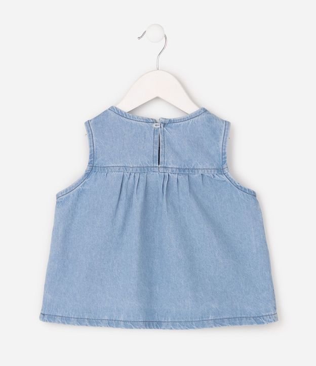 Blusa Bata Infantil en Jeans con Bordado de Cereza - Talle 1 a 6 años 4