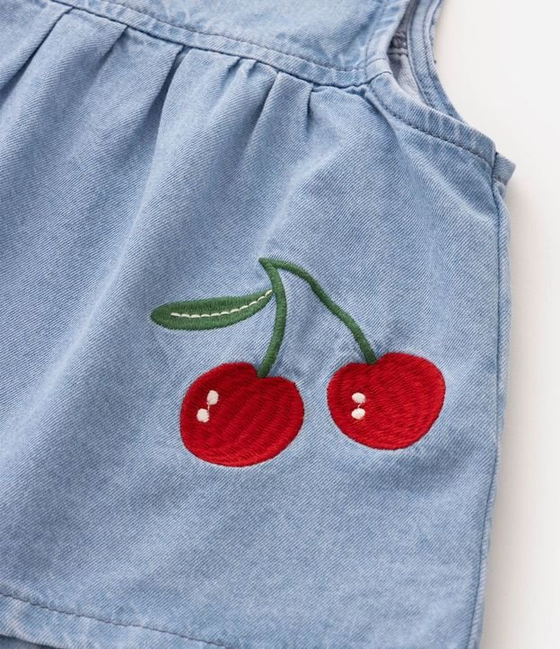 Blusa Bata Infantil en Jeans con Bordado de Cereza - Talle 1 a 6 años 6