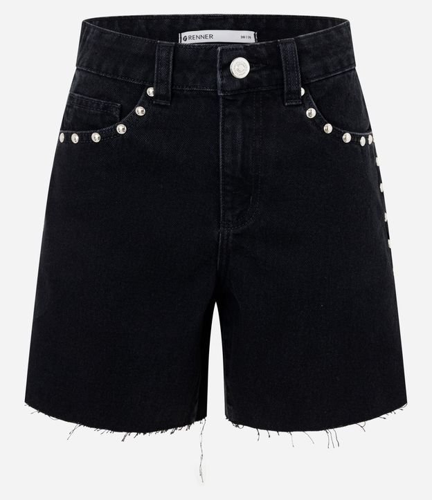 Short Midi en Jeans con Cintura Mediana y Tachuelas