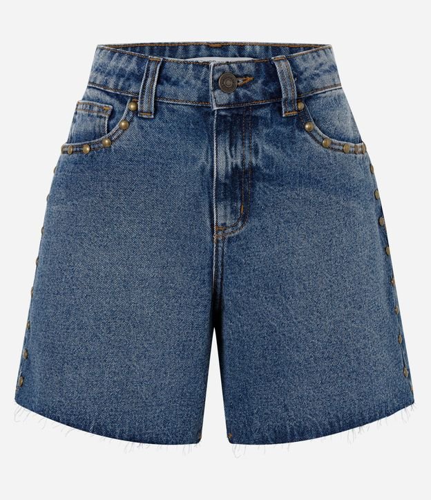 Short Midi en Jeans con Cintura Mediana y Tachuelas