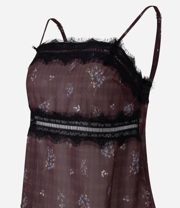 Blusa de Bretel Fino en Viscolino Floral con Encaje 6