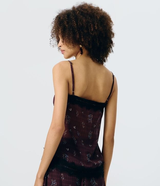Blusa de Bretel Fino en Viscolino Floral con Encaje 4