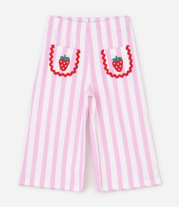 Conjunto Infantil con Estampa Rayada y Bordado de Frutilla - Talle 1 a 6 años 4