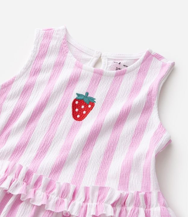Conjunto Infantil con Estampa Rayada y Bordado de Frutilla - Talle 1 a 6 años 5