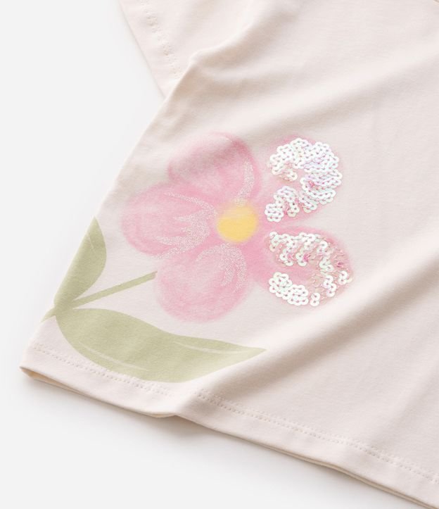 Conjunto Infantil en Algodón Flores Acuareladas con Lentejuela en la Blusa - Talle 1 a 6 años 4