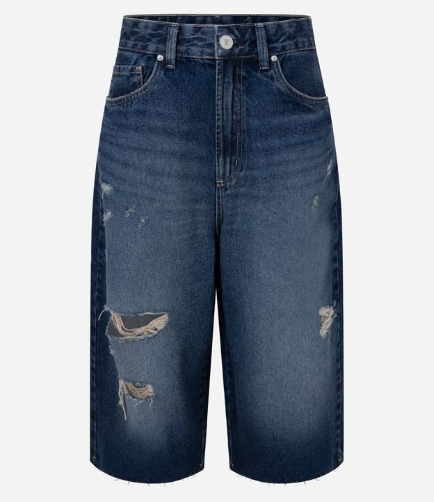 Bermuda Jorts en Jeans con Desgastes Localizados