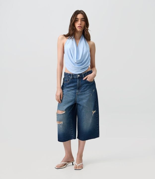 Bermuda Jorts en Jeans con Desgastes Localizados