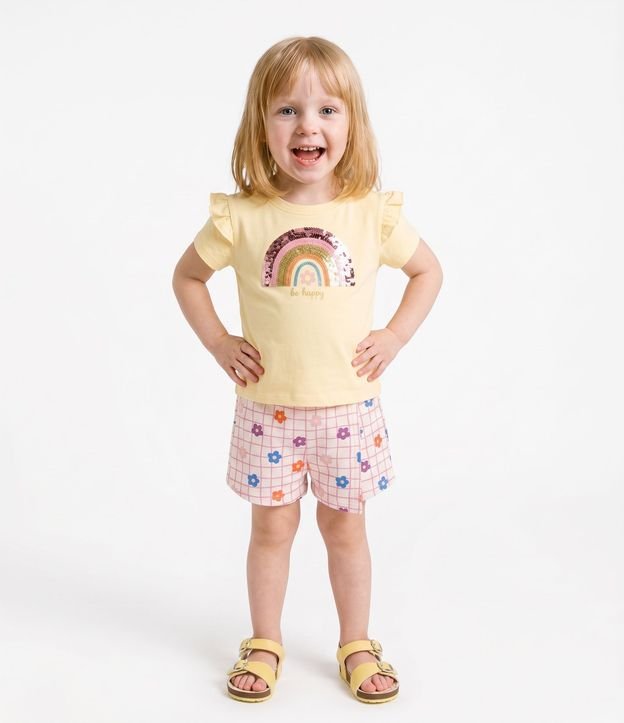 Conjunto Infantil Poim Blusa Manga Corta y Short Pollera Arco-Íris Talle 1 a 6 años 1