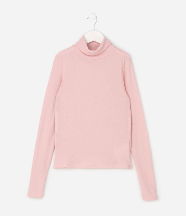 Blusa Infantil Acanalada en Algodón con Cuello Alto - Talle 5 a 16 años