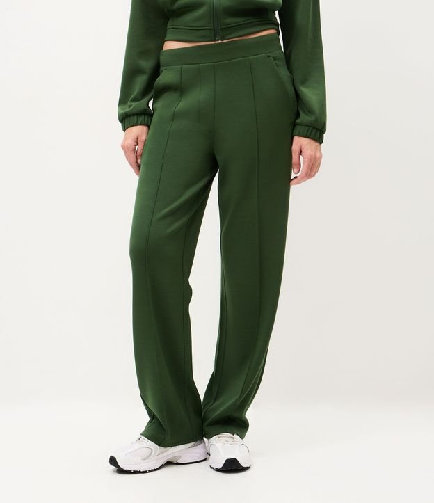 Pantalón Recto Deportiva con Frisos Delanteros y Cintura Ancha 2