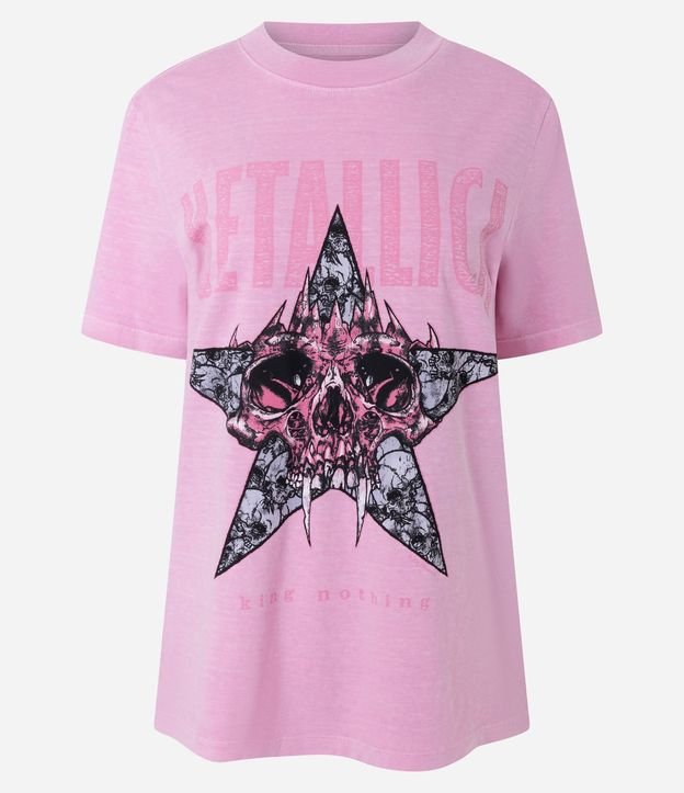 Remera en Algodón Desteñido con Estampa de Metallica 5