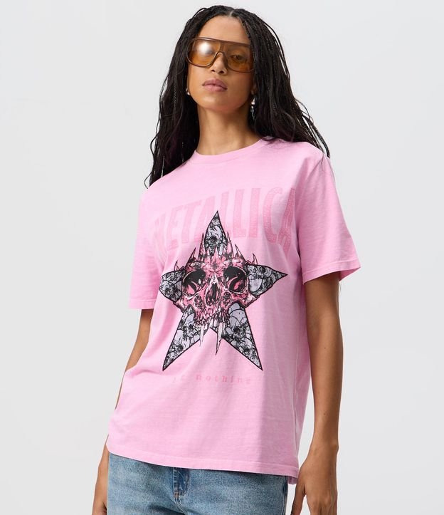 Remera en Algodón Desteñido con Estampa de Metallica 3