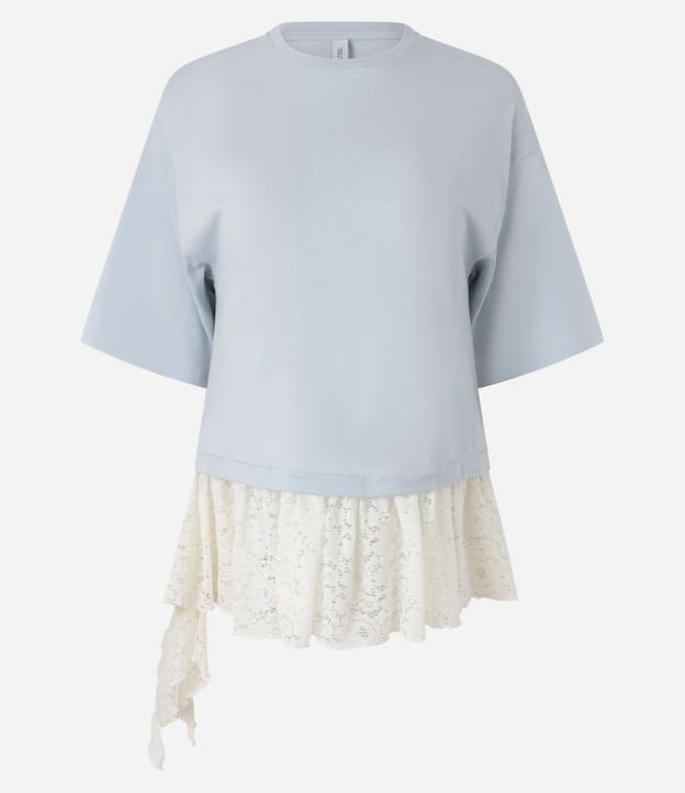 Remera Overboxy en Algodón con Bajo de Encaje 5
