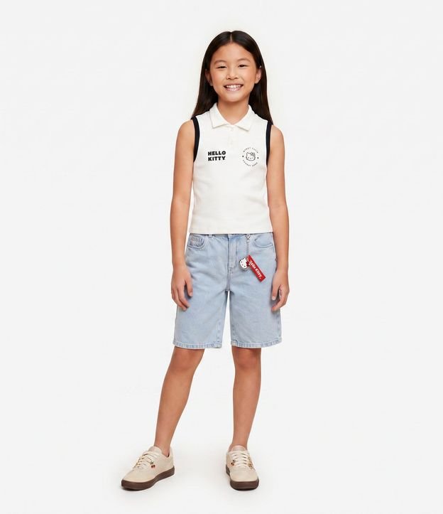 Bermuda Jeans Infantil con Llavero Hello Kitty - Talle 5 a 16 años