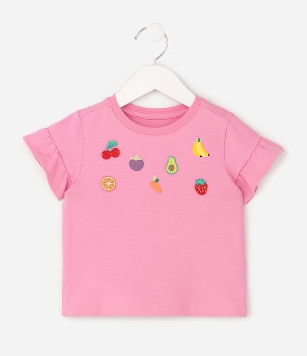 Remera Infantil con Volado en las Mangas y Bordado de Frutas  - Talle 1 a 6 años 2