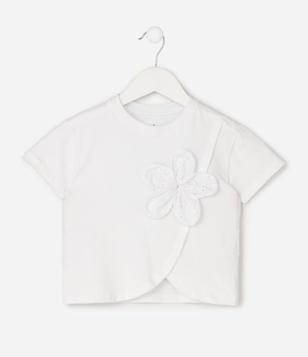 Remera Infantil en Algodón con Flor Aplicada - Talle 1 a 6 años 3