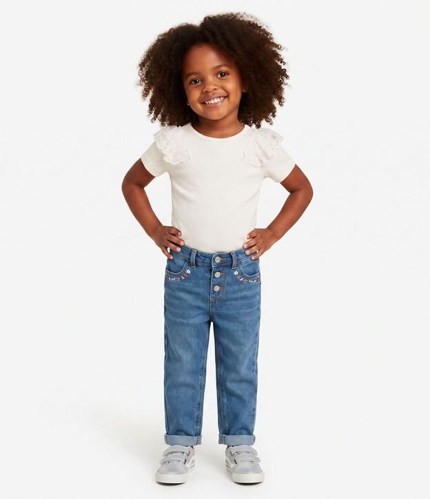Remera Infantil en Rib con Tule y Lentejuela - Talle 1 a 6 años