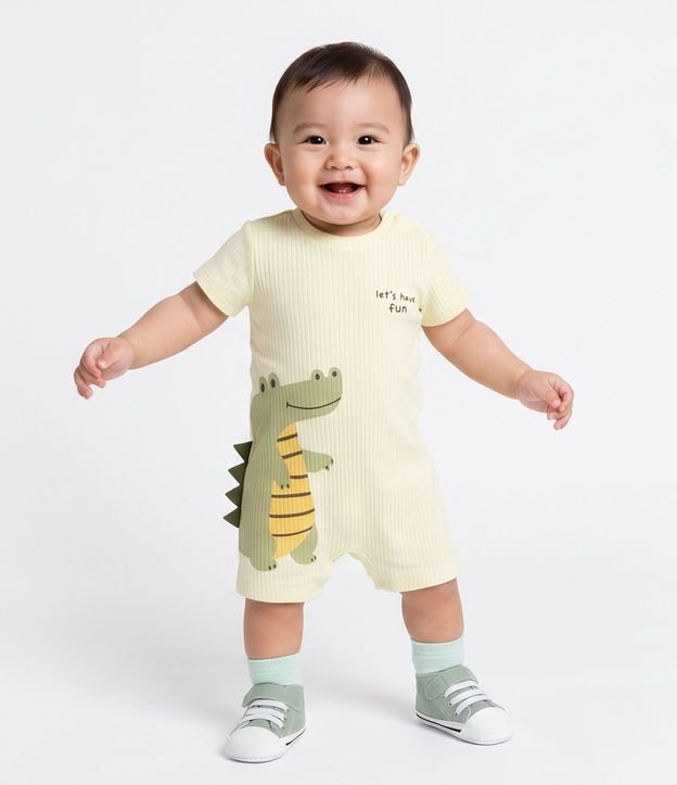 Mono Bebé en Algodón Teddy Boom Estampa de Caimán - Talle 0 a 18 Meses 2