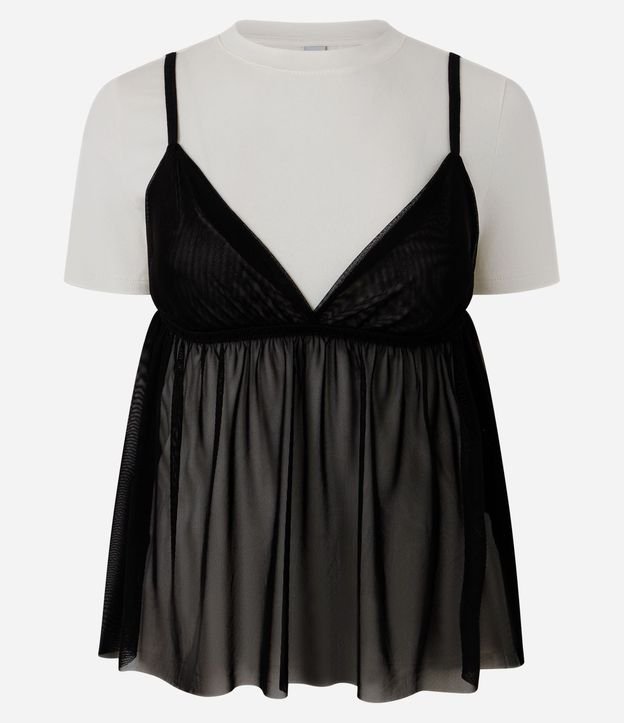 Remera Baby Tee con Superposición de Musculosa Transparente 5