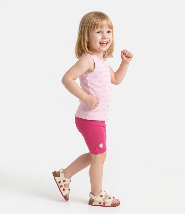 Musculosa Infantil en Rib con Estampado de Moñitas - Talle 1 a 6 años 2