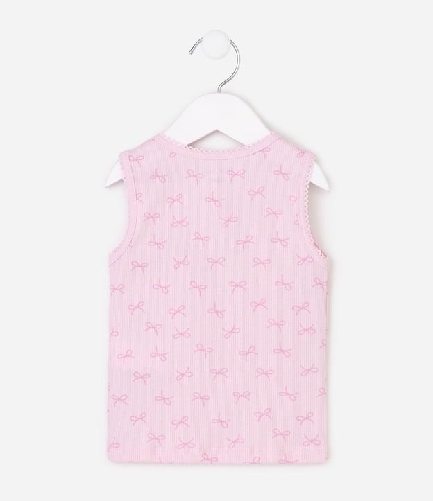 Musculosa Infantil en Rib con Estampado de Moñitas - Talle 1 a 6 años 2