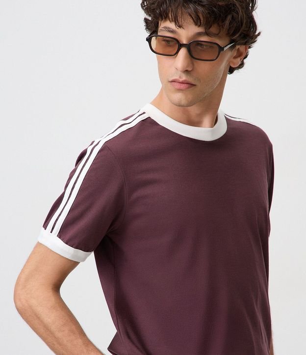 Remera Regular en Algodón con Rayas en los Hombros