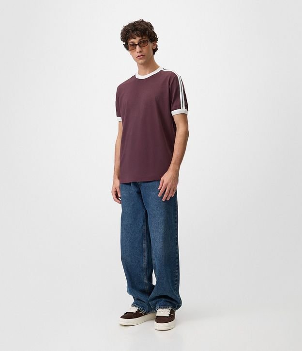 Remera Regular en Algodón con Rayas en los Hombros 2